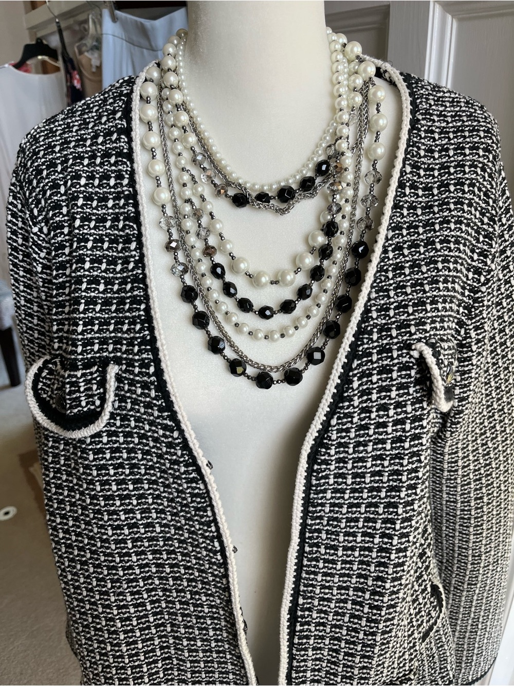 Talbots Black & White Tweed Open-Front Women's Jacket SIZE XL - Picture 11 of 12